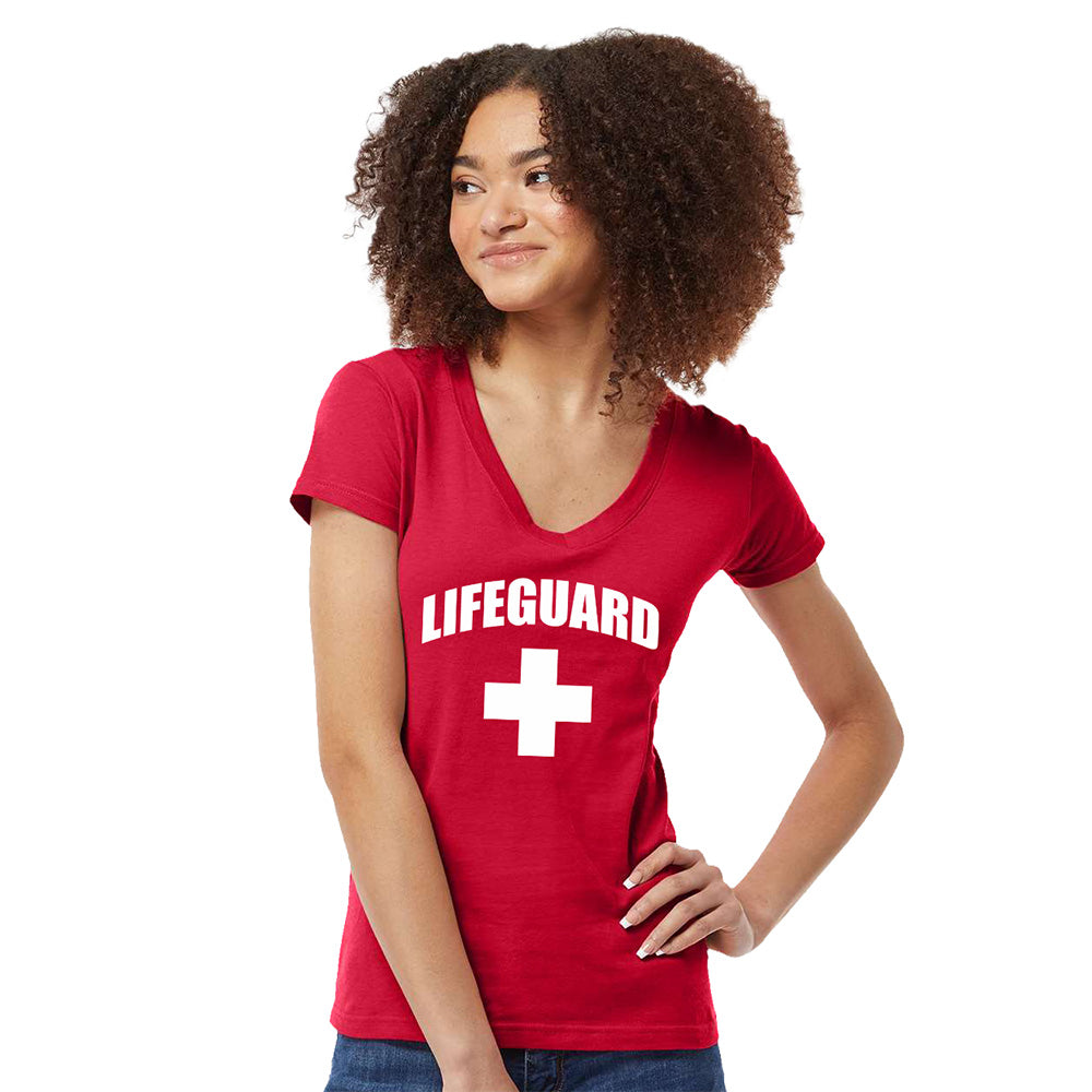 Short Sleeve Cotton V-Neck T-Shirt - Ladies