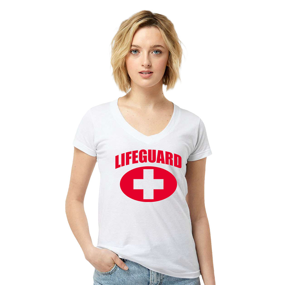 Short Sleeve Cotton V-Neck T-Shirt - Ladies