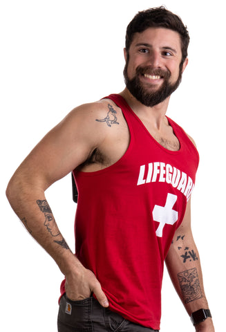 obligatorisk træfning udsende LIFEGUARD | Red Adult Lifeguarding Uniform Costume Unisex Tank Top Men –  LifeguardOutfitters.com