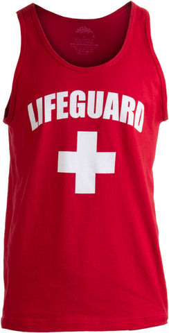 LIFEGUARD | Red Adult Lifeguarding Uniform Costume Unisex Tank Top Men Women